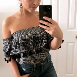Gingham Tasseled Crop Top